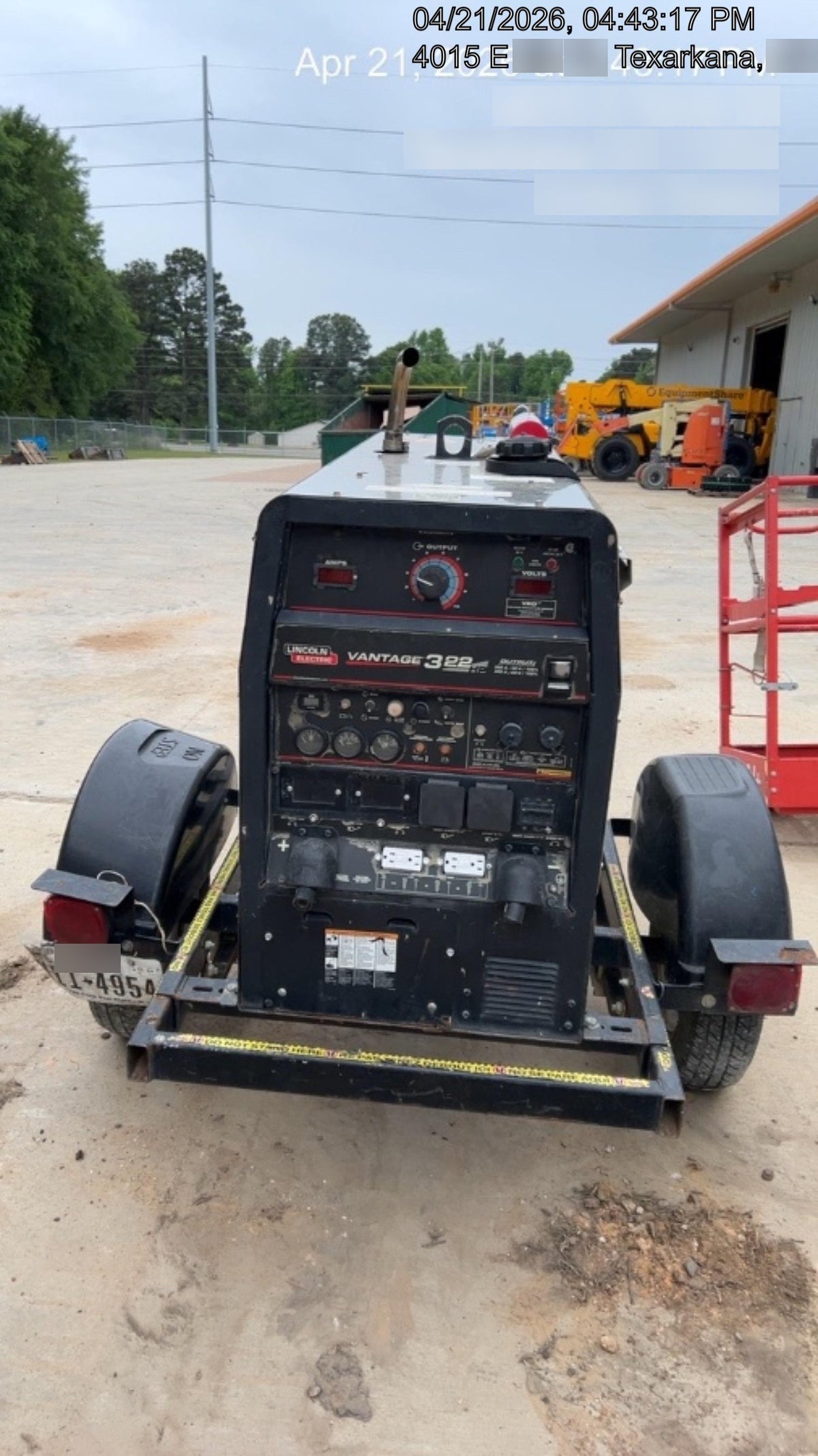 2019 Lincoln Electric Vantage 322 Ready-Pak 3, Two Wheel Trailer, Fender and Light Kit, Cable Rack