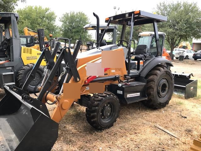 2019 Case 570N EP Canopy, 4WD, GP Front Bucket, Dual Tilt Cylinder, 84" Box Blade w/ Scarifier, Wheel Weights, Beacon