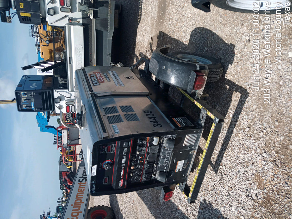 2019 Lincoln Electric Vantage 322 Welder Ready-Pak 3, Two wheel trailer, Fender and Light kit, Cable Rack
