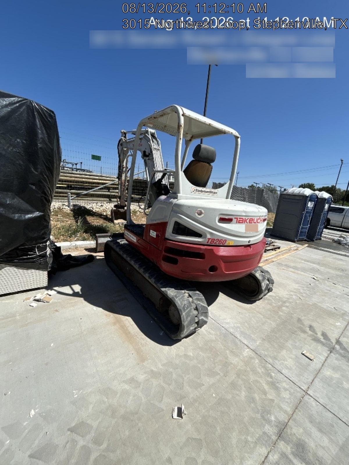 2019 Takeuchi TB260 Takeuchi TB260 Canopy w/Rubber Tracks, Auxiliary Hydraulics, Standard Blade, Manual QC