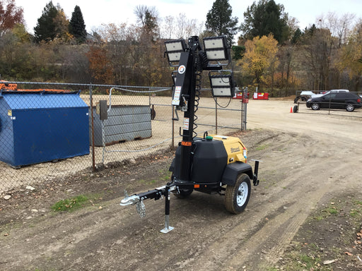 2021 Allmand NLV3GR (4) LED Light Fixture 350W, 23' Vertical Mast, 3kW Prime, Towable, Deep Sea L401, Leveling Jacks, Yanmar T4F 5.8hp