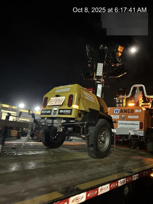 2022 Allmand NLV3GR (4) LED Light Fixture 350W, 23' Vertical Mast, 3kW Prime, Towable, Deep Sea L401, Leveling Jacks, Yanmar T4F 5.8hp