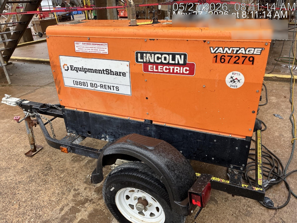 2021 Lincoln Electric Vantage 322 Vantage 322 Ready Pak 3 w/ Decals, ORANGE (includes trailer, cable rack, fender light kit) NO Telematics