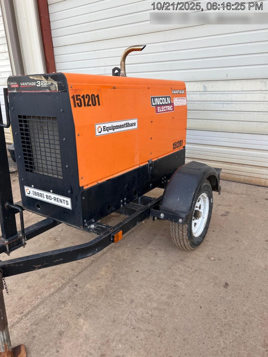 2021 Lincoln Electric Vantage 322 Vantage 322 Ready Pak 3 w/ Telematics & Decals, ORANGE (includes trailer, cable rack, fender light kit)