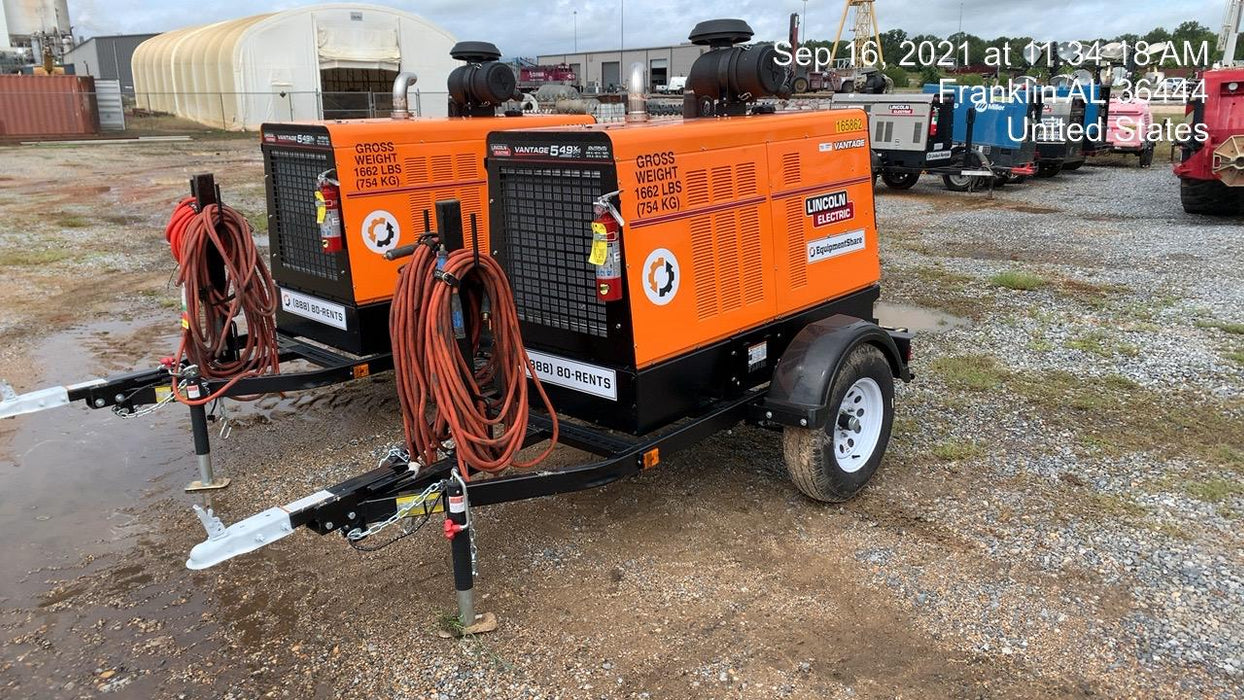 2021 Lincoln Electric Vantage 549X Ready Pak 3, ORANGE (includes trailer, cable rack, fender light kit)