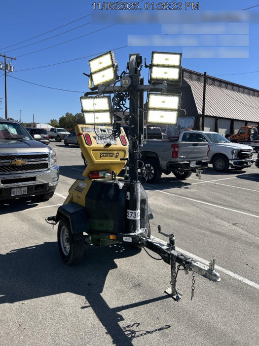 2022 Allmand NLV3GR (4) LED Light Fixture 350W, 23' Vertical Mast, 3kW Prime, Towable, ES Decals, T3