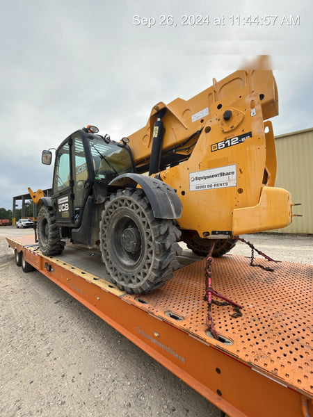 2019 JCB 512-56 Enclosed Cab, 109 HP, Solid Tires, Worklights, Beacon, Aux Hydraulics, Lifting Eye w/60" Carriage/60" Forks