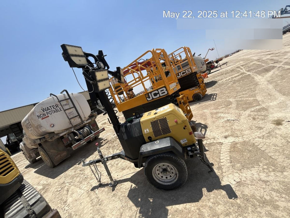 2022 Allmand NLV3GR (4) LED Light Fixture 350W, 23' Vertical Mast, 3kW Prime, Towable, Deep Sea L401, Leveling Jacks, Yanmar T4F 5.8hp