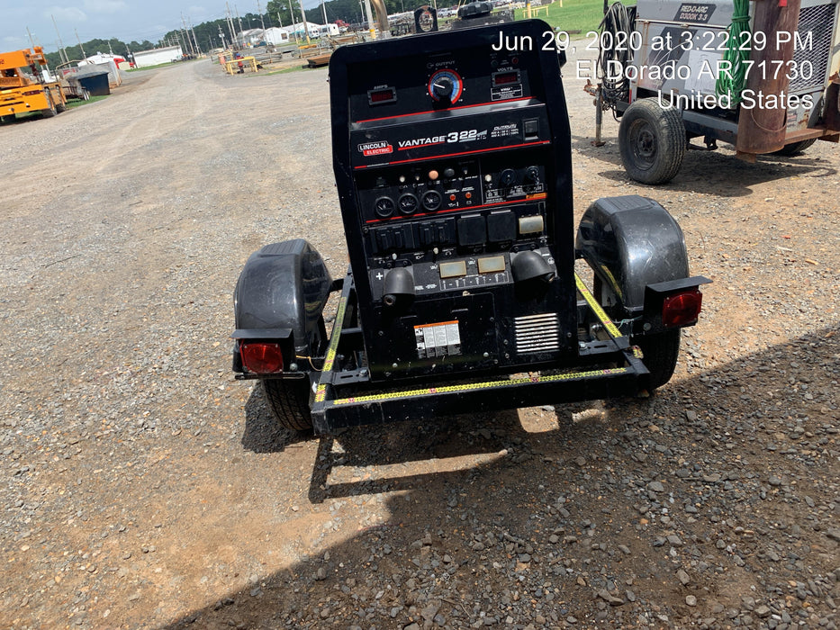 2019 Lincoln Electric Vantage 322 Ready-Pak 3, Two Wheel Trailer, Fender and Light Kit, Cable Rack