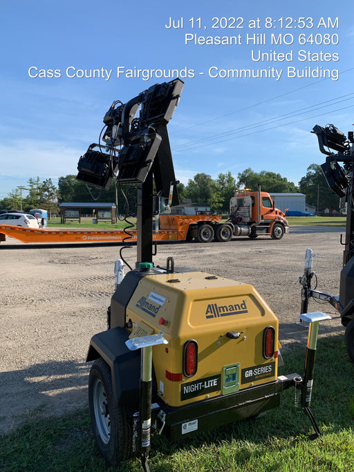 2022 Allmand NLV3GR (4) LED Light Fixture 350W, 23' Vertical Mast, 3kW Prime, Towable, Deep Sea L401, Leveling Jacks, Yanmar T4F 5.8hp