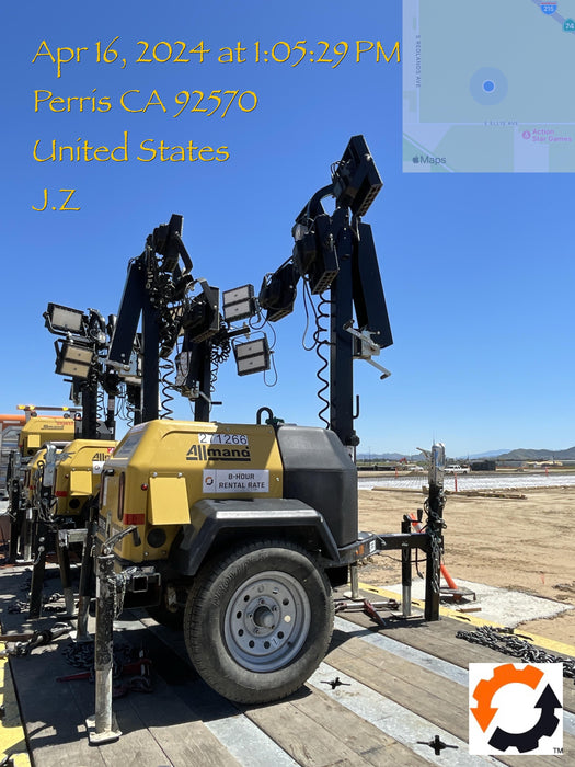 2022 Allmand NLV3GR (4) LED Light Fixture 350W, 23' Vertical Mast, 3kW Prime, Towable, ES Decals, T3