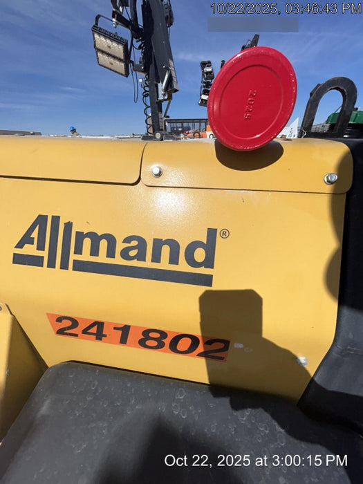 2022 Allmand NLV3GR (4) LED Light Fixture 350W, 23' Vertical Mast, 3kW Prime, Towable, Deep Sea L401, Leveling Jacks, Yanmar T4F 5.8hp