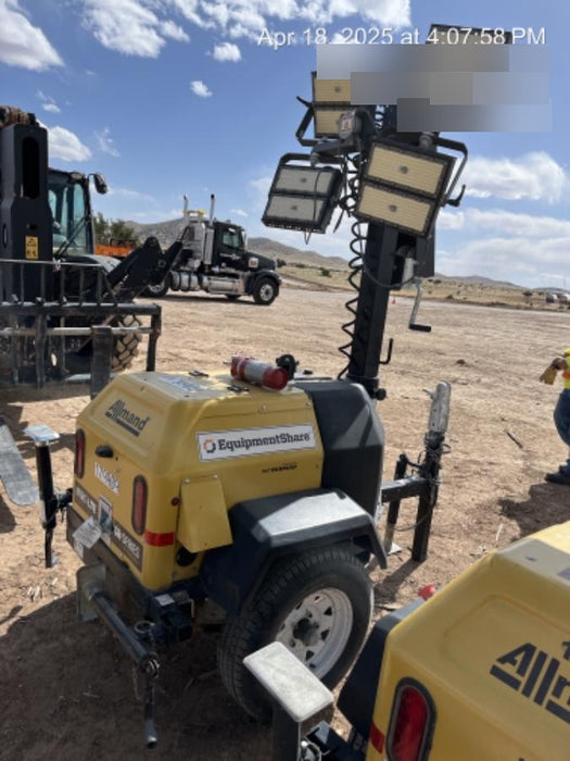 Allmand NLV3GR (4) LED Light Fixture 350W, 23' Vertical Mast, 3kW Prime, Towable, Deep Sea L401, Leveling Jacks, Yanmar T4F 5.8hp