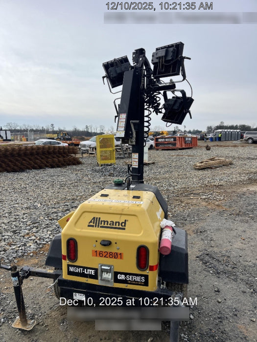 2021 Allmand NLV3GR (4) LED Light Fixture 350W, 23' Vertical Mast, 3kW Prime, Towable, Deep Sea L401, Leveling Jacks, Yanmar T4F 5.8hp