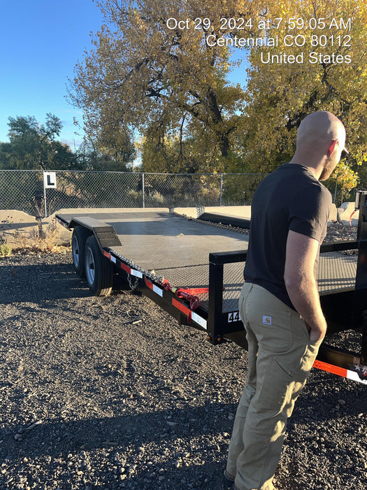 2025 TEXAS PRIDE TRAILERS 21' Lowboy Gravity Tilt Bed 14K Bumper Pull Trailer