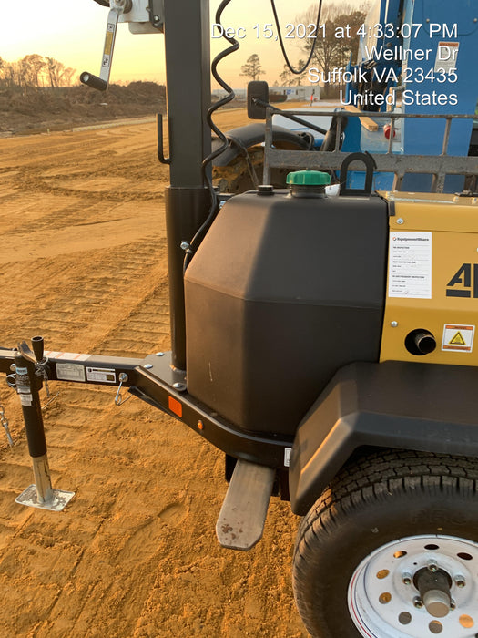 2021 Allmand NLV3GR (4) LED Light Fixture 350W, 23' Vertical Mast, 3kW Prime, Towable, Deep Sea L401, Leveling Jacks, Yanmar T4F 5.8hp