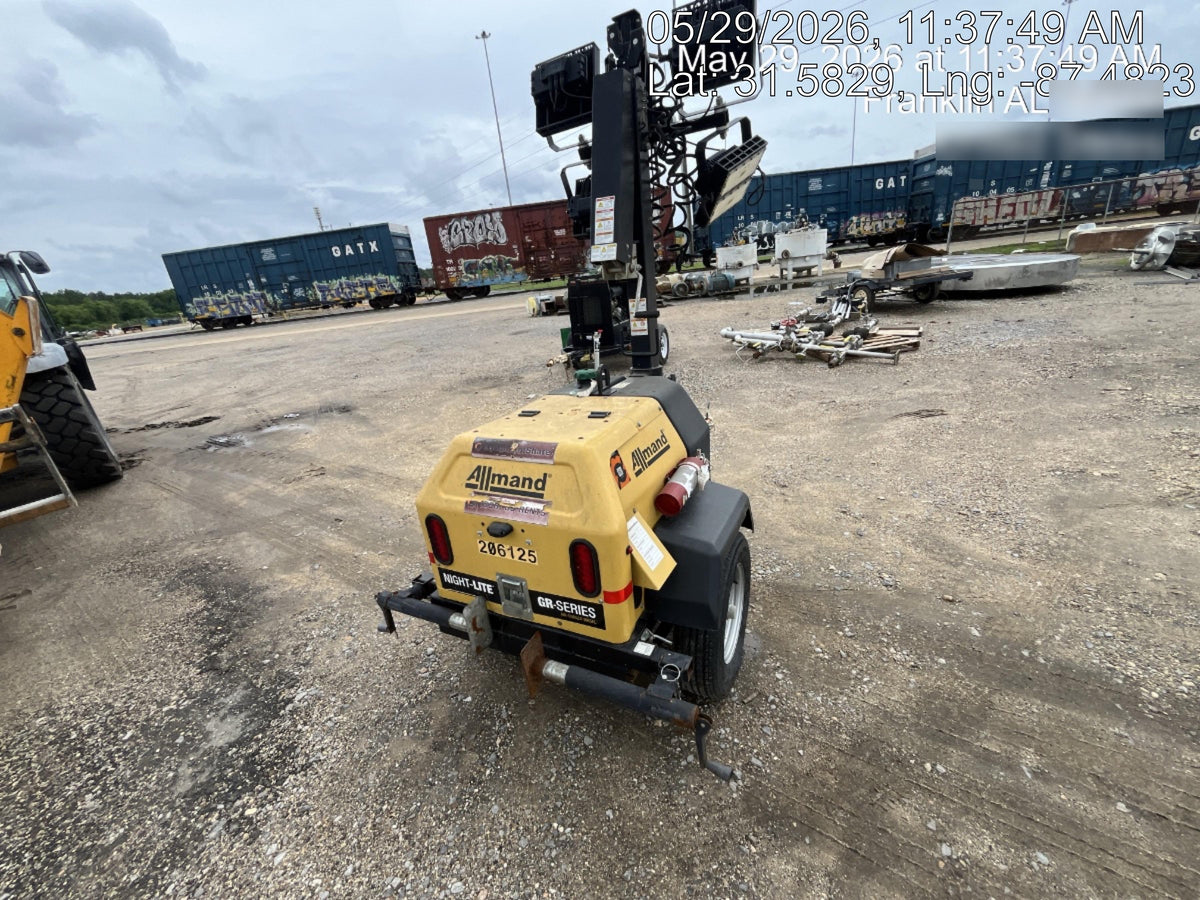 2022 Allmand NLV3GR (4) LED Light Fixture 350W, 23' Vertical Mast, 3kW Prime, Towable, Deep Sea L401, Leveling Jacks, Yanmar T4F 5.8hp