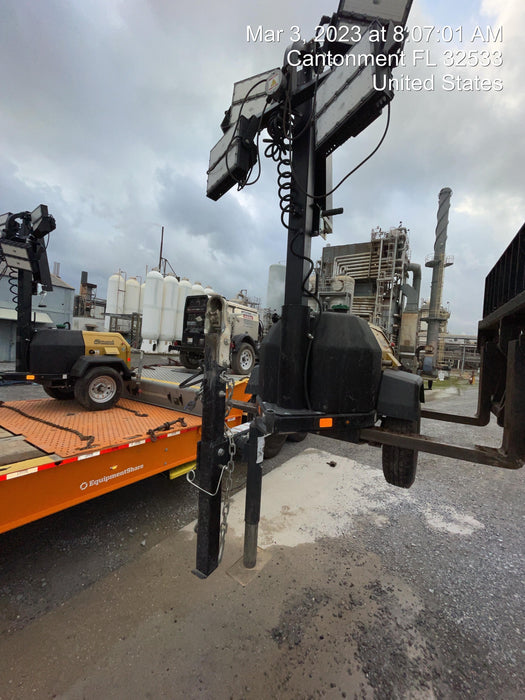 2022 Allmand NLV3GR (4) LED Light Fixture 350W, 23' Vertical Mast, 3kW Prime, Towable, Deep Sea L401, Leveling Jacks, Yanmar T4F 5.8hp