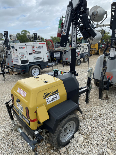 2022 Allmand NLV3GR (4) LED Light Fixture 350W, 23' Vertical Mast, 3kW Prime, Towable, Deep Sea L401, Leveling Jacks, Yanmar T4F 5.8hp