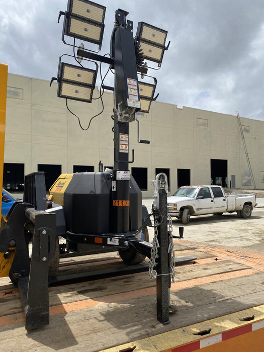 2022 Allmand NLV3GR (4) LED Light Fixture 350W, 23' Vertical Mast, 3kW Prime, Towable, Deep Sea L401, Leveling Jacks, Yanmar T4F 5.8hp