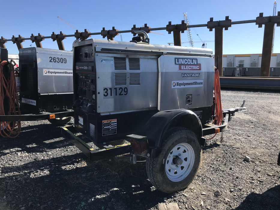 2019 Lincoln Electric Vantage 322 Welder Ready-Pak 3, Two wheel trailer, Fender and Light kit, Cable Rack