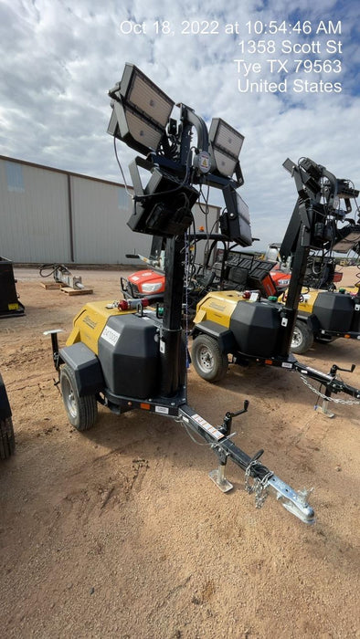 2022 Allmand NLV3GR (4) LED Light Fixture 350W, 23' Vertical Mast, 3kW Prime, Towable, ES Decals, T3