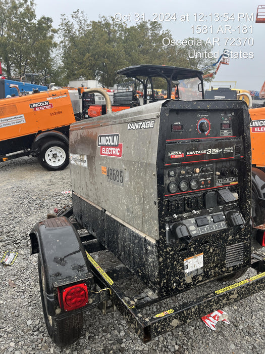 2019 Lincoln Electric Vantage 322 Ready-Pak 3, Two Wheel Trailer, Fender and Light Kit, Cable Rack