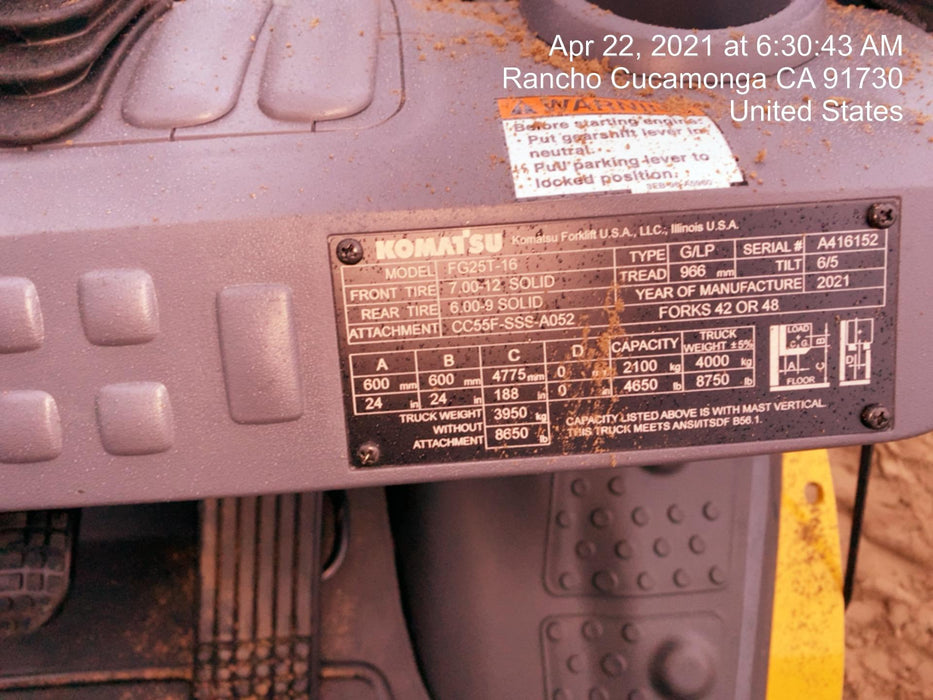 2021 KOMATSU FG25T-16