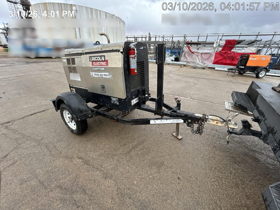2019 Lincoln Electric Vantage 322 Ready-Pak 3, Two Wheel Trailer, Fender and Light Kit, Cable Rack