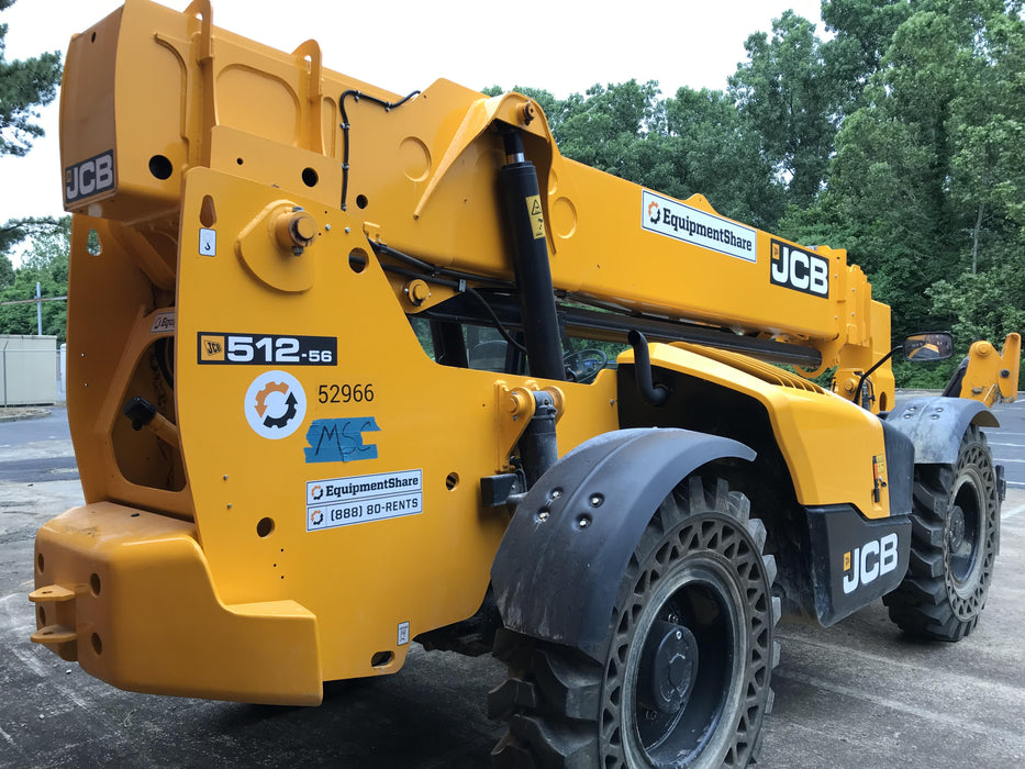 2019 JCB 512-56 Canopy, 109 HP, Solid Tires, STD Worklight, Beacon, Aux Hydraulics, Lifting Eye, Back up Alarm w/66" Carriage/60" Forks