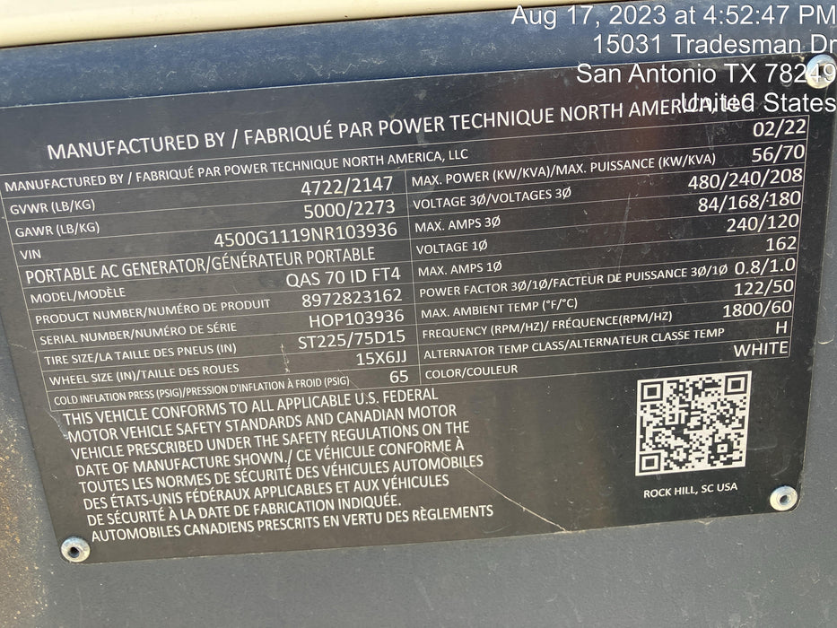 2022 ATLAS COPCO QAS 70