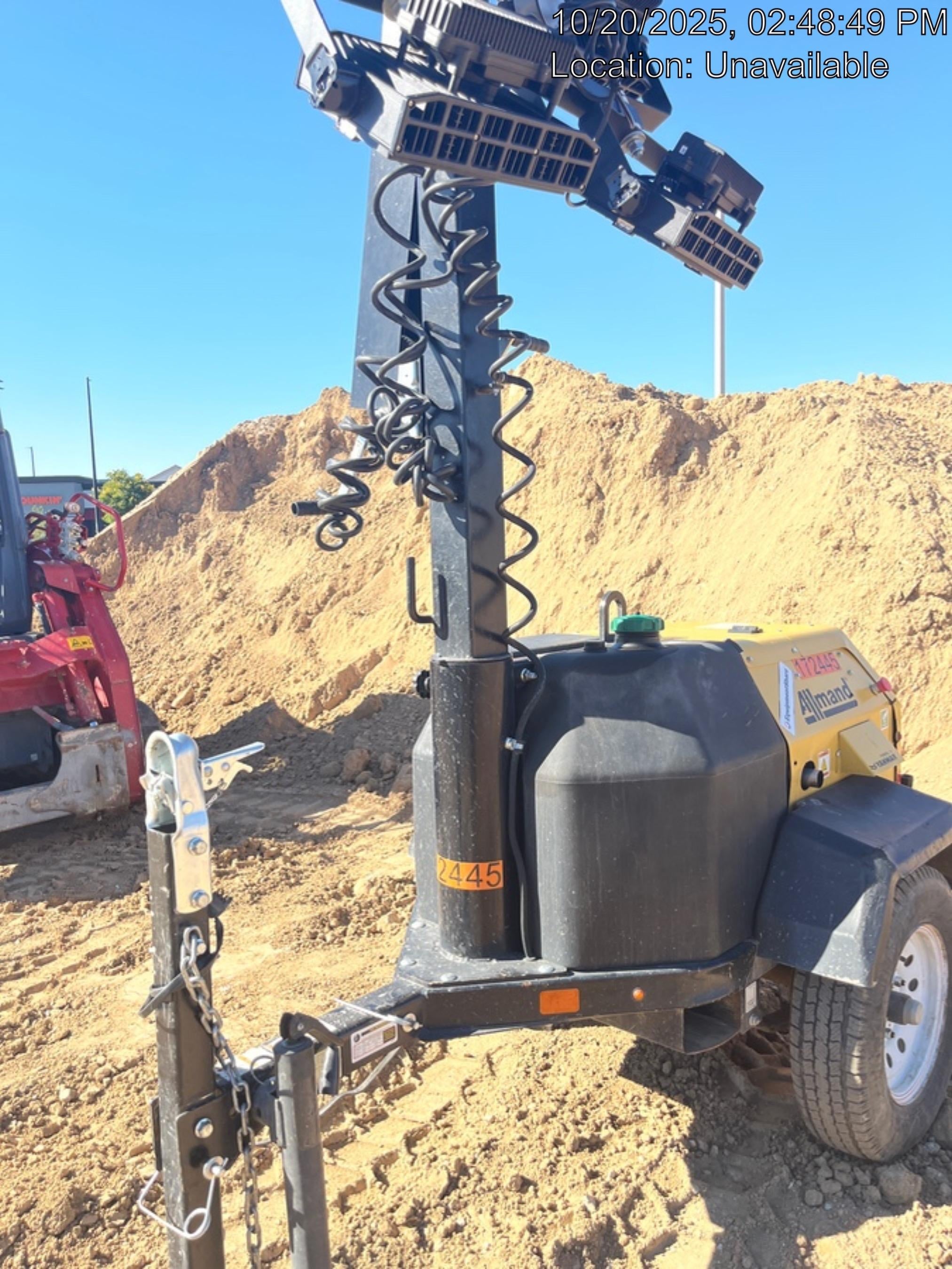 2021 Allmand NLV3GR (4) LED Light Fixture 350W, 23' Vertical Mast, 3kW Prime, Towable, Deep Sea L401, Leveling Jacks, Yanmar T4F 5.8hp