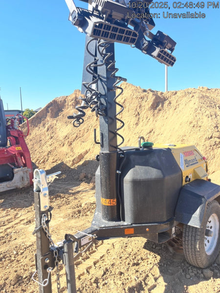 2021 Allmand NLV3GR (4) LED Light Fixture 350W, 23' Vertical Mast, 3kW Prime, Towable, Deep Sea L401, Leveling Jacks, Yanmar T4F 5.8hp