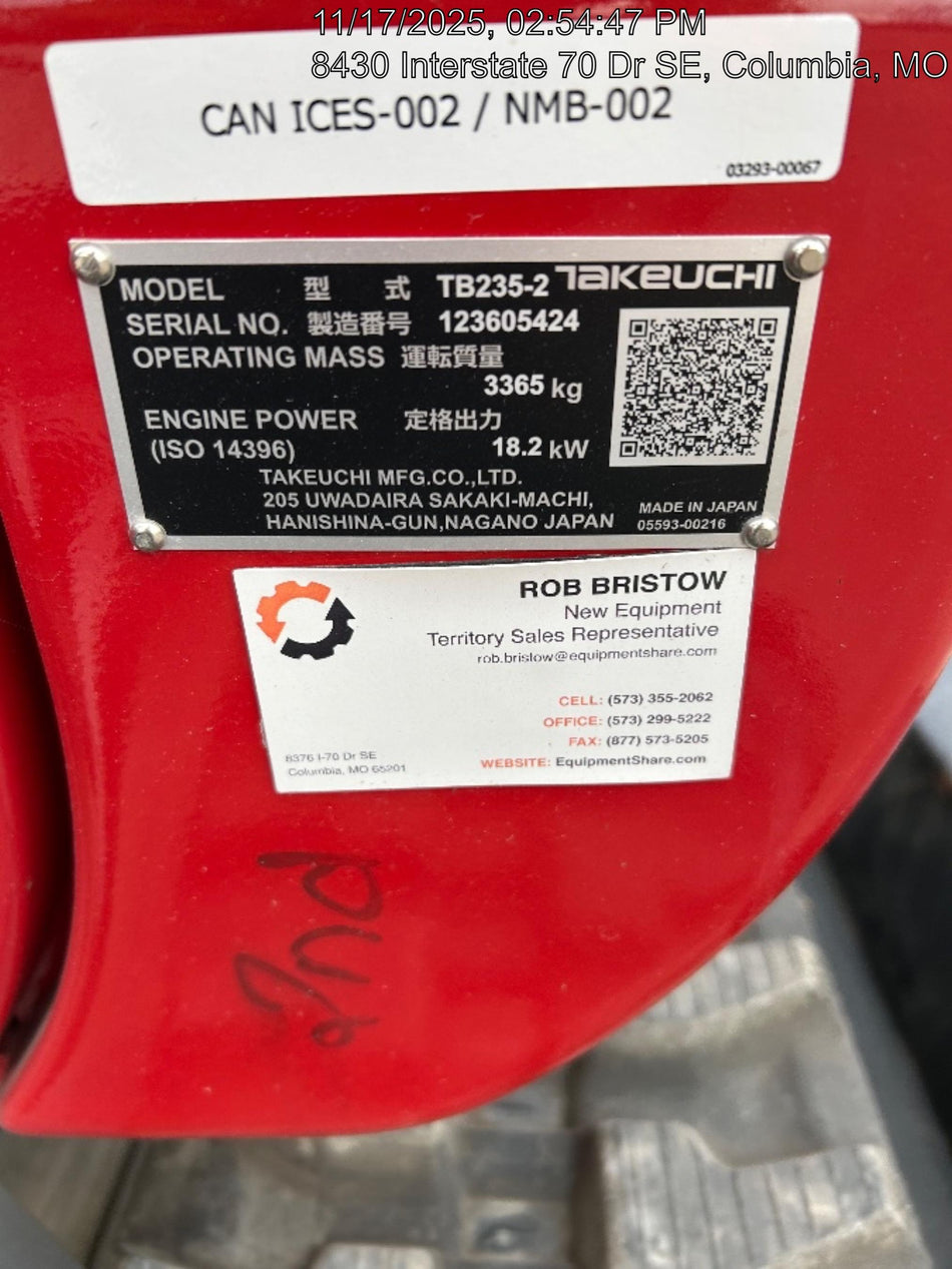 2024 TAKEUCHI TB235-2RA