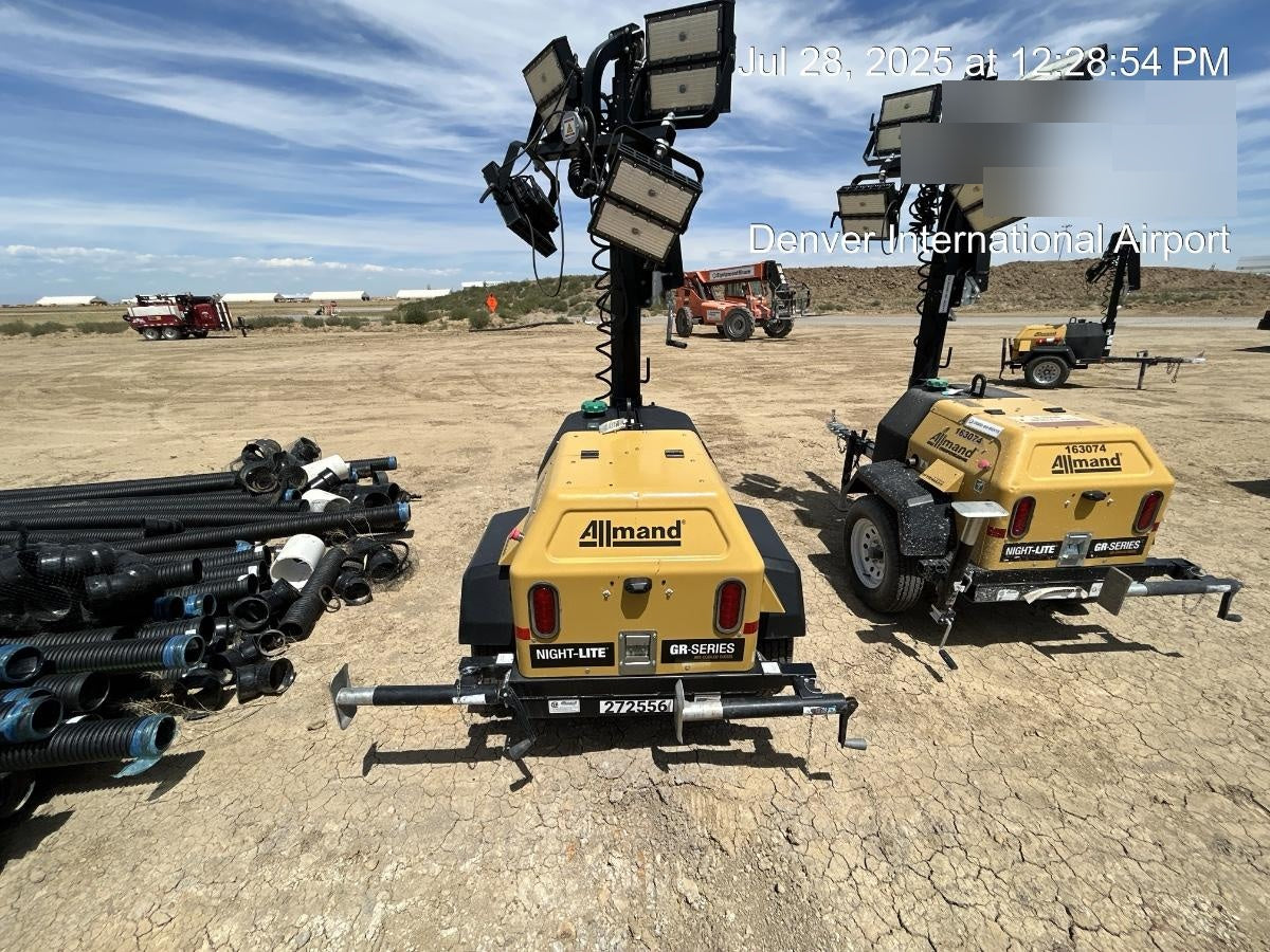 2022 Allmand NLV3GR (4) LED Light Fixture 350W, 23' Vertical Mast, 3kW Prime, Towable, ES Decals, T3