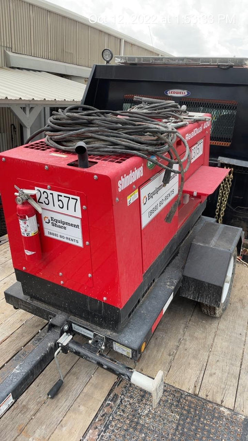 2022 Shindaiwa DGW400MDL Kubota D902 Engine, 23 HP, Dual Op Welder, Wire, Arc, Droop Stick, Tig, and CC Stick Functionality, Simulphase, 3 Phase and 1 Phase Gen Output, Single Axle NB Trlr, Slr Trckl Chrg 12V 12W, Fire Ext