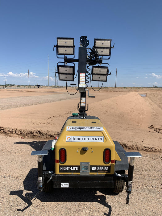 2021 Allmand NLV3GR (4) LED Light Fixture 350W, 23' Vertical Mast, 3kW Prime, Towable, Deep Sea L401, Leveling Jacks, Yanmar T4F 5.8hp