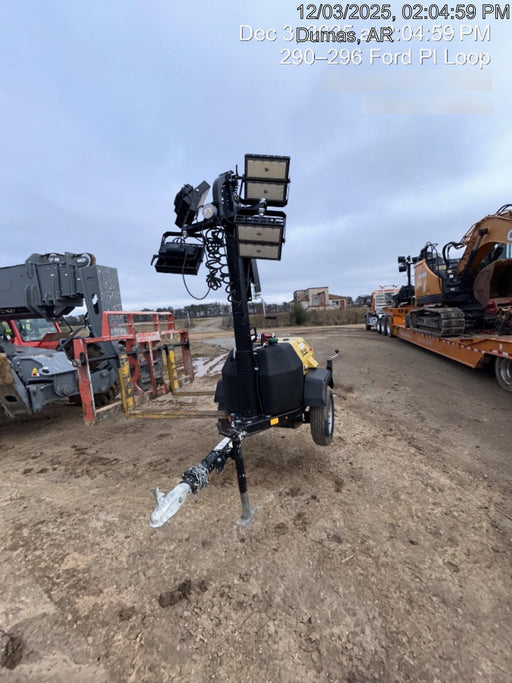 2022 Allmand NLV3GR (4) LED Light Fixture 350W, 23' Vertical Mast, 3kW Prime, Towable, Deep Sea L401, Leveling Jacks, Yanmar T4F 5.8hp