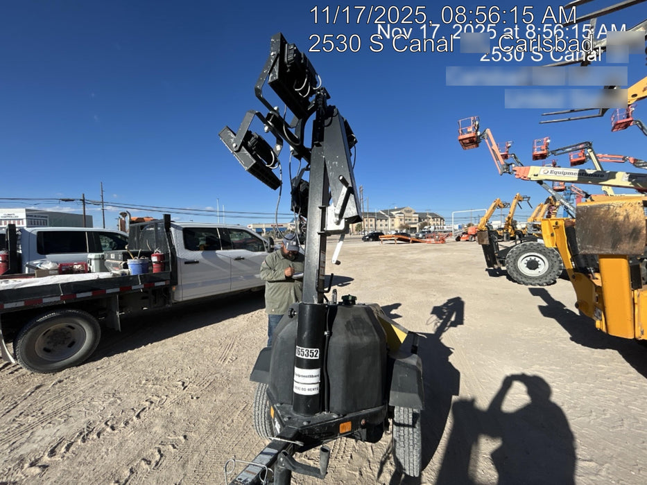 2021 Allmand NLV3GR (4) LED Light Fixture 350W, 23' Vertical Mast, 3kW Prime, Towable, Deep Sea L401, Leveling Jacks, Yanmar T4F 5.8hp