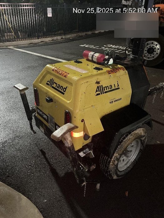 2022 Allmand NLV3GR (4) LED Light Fixture 350W, 23' Vertical Mast, 3kW Prime, Towable