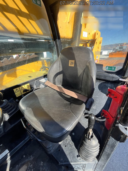 2019 JCB 510-56 74 HP w/Open ROPS, Beacon, Aux Hydraulics, Worklights, Solid Tires w/60" Carriage/Forks