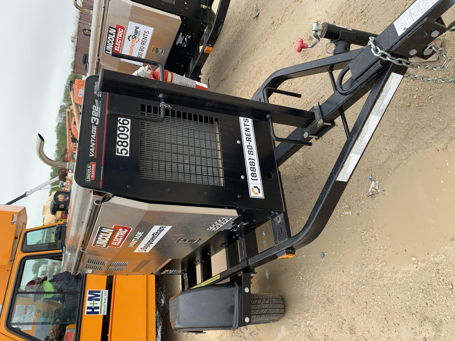 2019 Lincoln Electric Vantage 322 Welder Ready-Pak 3, Two wheel trailer, Fender and Light kit, Cable Rack