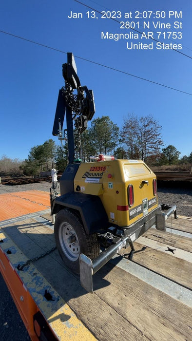 2022 Allmand NLV3GR (4) LED Light Fixture 350W, 23' Vertical Mast, 3kW Prime, Towable, Deep Sea L401, Leveling Jacks, Yanmar T4F 5.8hp