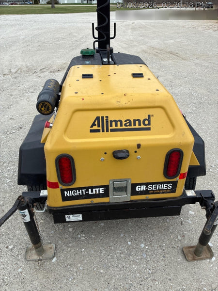 2022 Allmand NLV3GR (4) LED Light Fixture 350W, 23' Vertical Mast, 3kW Prime, Towable, Deep Sea L401, Leveling Jacks, Yanmar T4F 5.8hp