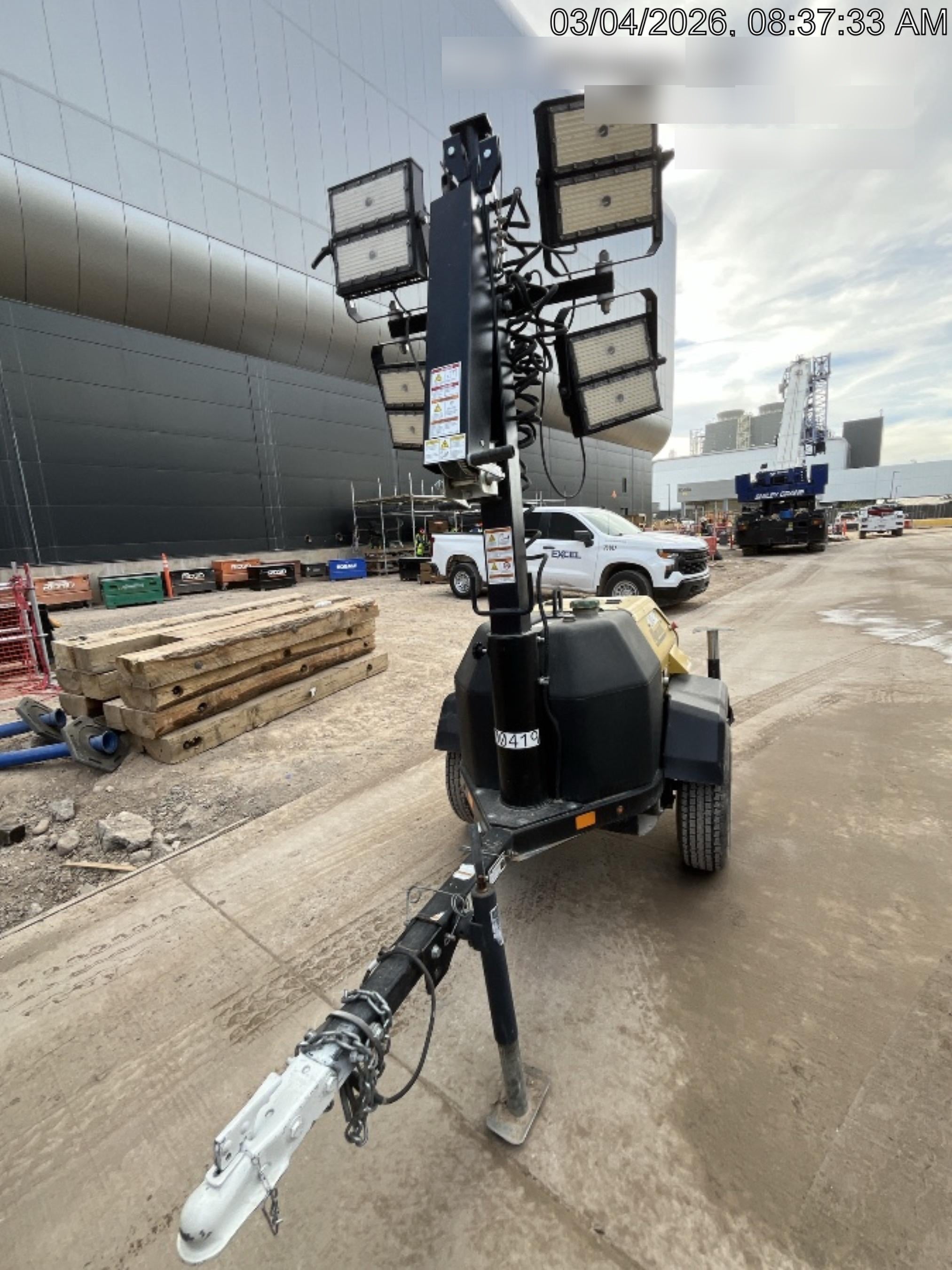 2022 Allmand NLV3GR (4) LED Light Fixture 350W, 23' Vertical Mast, 3kW Prime, Towable, Deep Sea L401, Leveling Jacks, Yanmar T4F 5.8hp