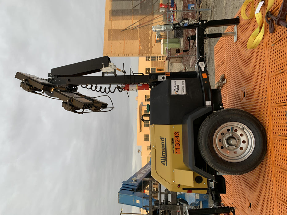 2020 Allmand NLV3GR (4) LED Light Fixture 350W, 23' Vertical Mast, 3kW Prime, Towable, Deep Sea L401, Leveling Jacks, Yanmar T4F 5.8hp