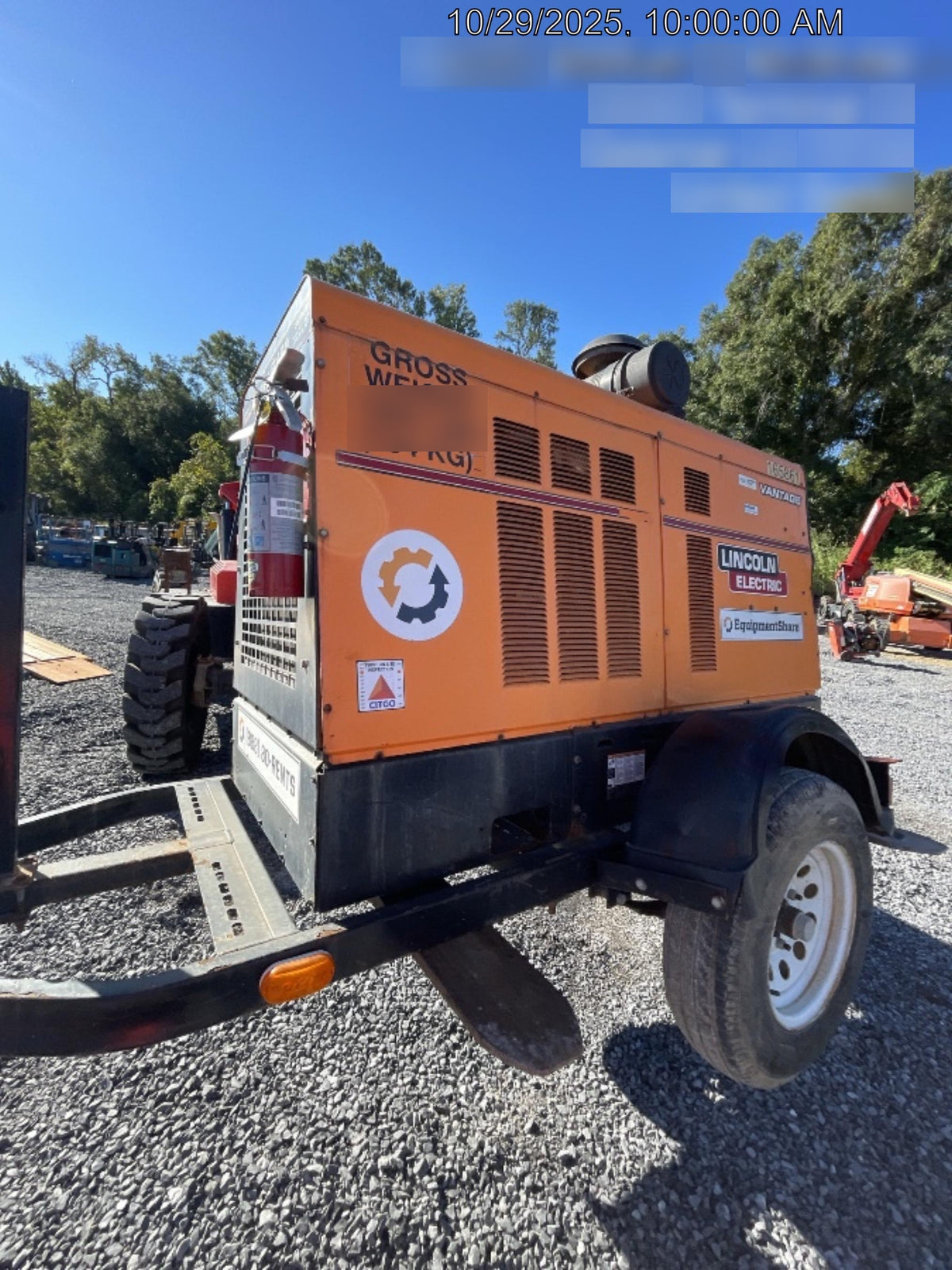 2021 Lincoln Electric Vantage 549X Ready Pak 3, ORANGE (includes trailer, cable rack, fender light kit)