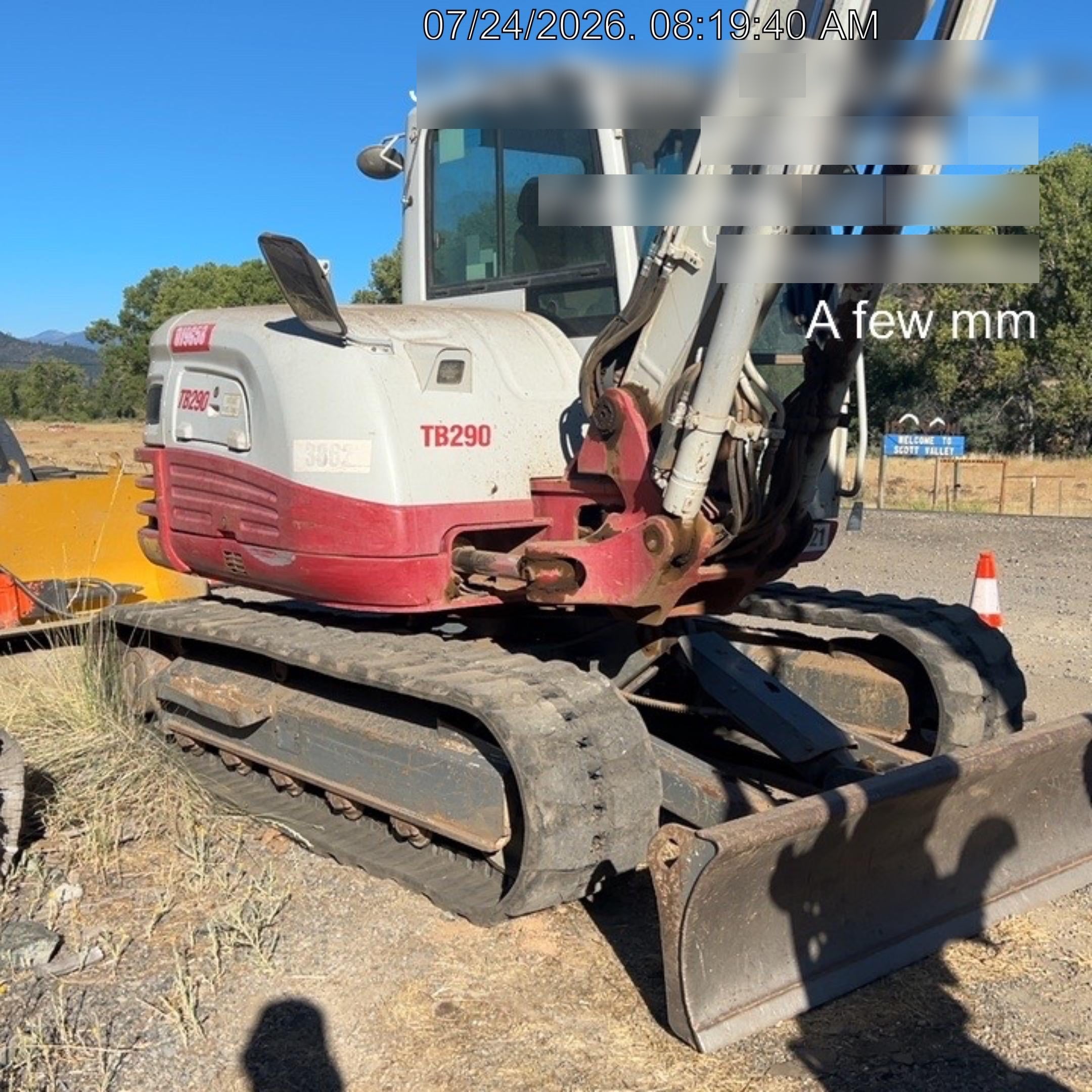 2019 Takeuchi TB290 Cab/Heat/AC Rubber tracks, Dozer blade, Travel alarm, Auxiliary hydraulics Manual QC, Hydraulic thumb, 18", 24", and 36" Buckets
