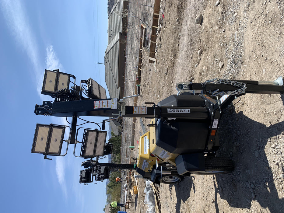 2021 Allmand NLV3GR (4) LED Light Fixture 350W, 23' Vertical Mast, 3kW Prime, Towable, Deep Sea L401, Leveling Jacks, Yanmar T4F 5.8hp