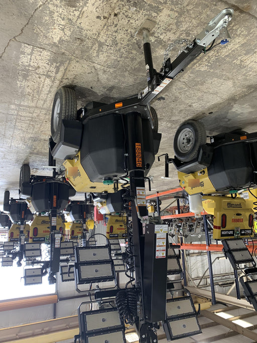 2021 Allmand NLV3GR (4) LED Light Fixture 350W, 23' Vertical Mast, 3kW Prime, Towable, Deep Sea L401, Leveling Jacks, Yanmar T4F 5.8hp